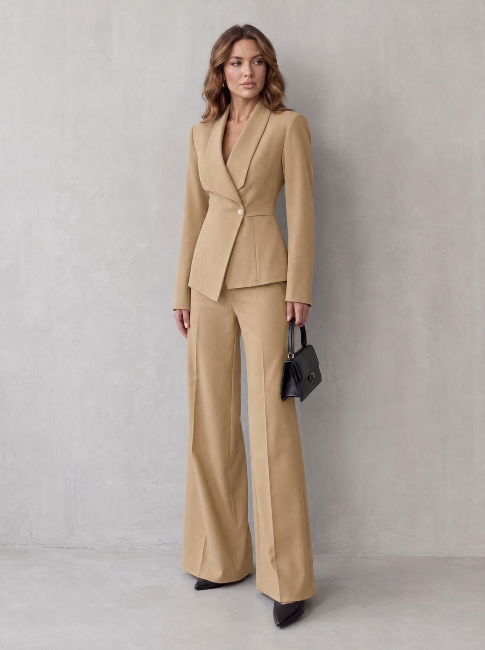 Carlotta – tailleur donna con blazer e pantaloni a gamba larga