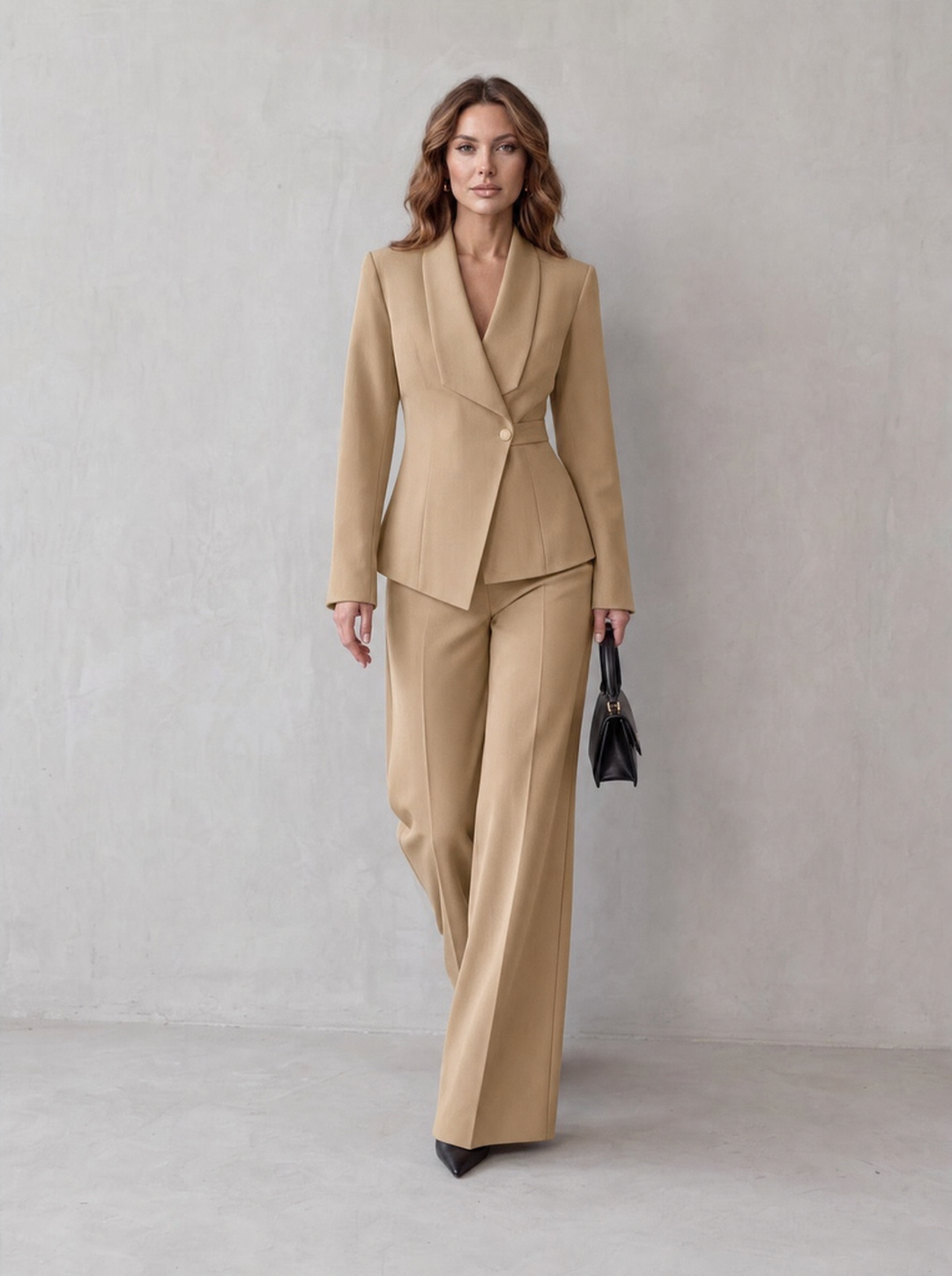 Carlotta – tailleur donna con blazer e pantaloni a gamba larga