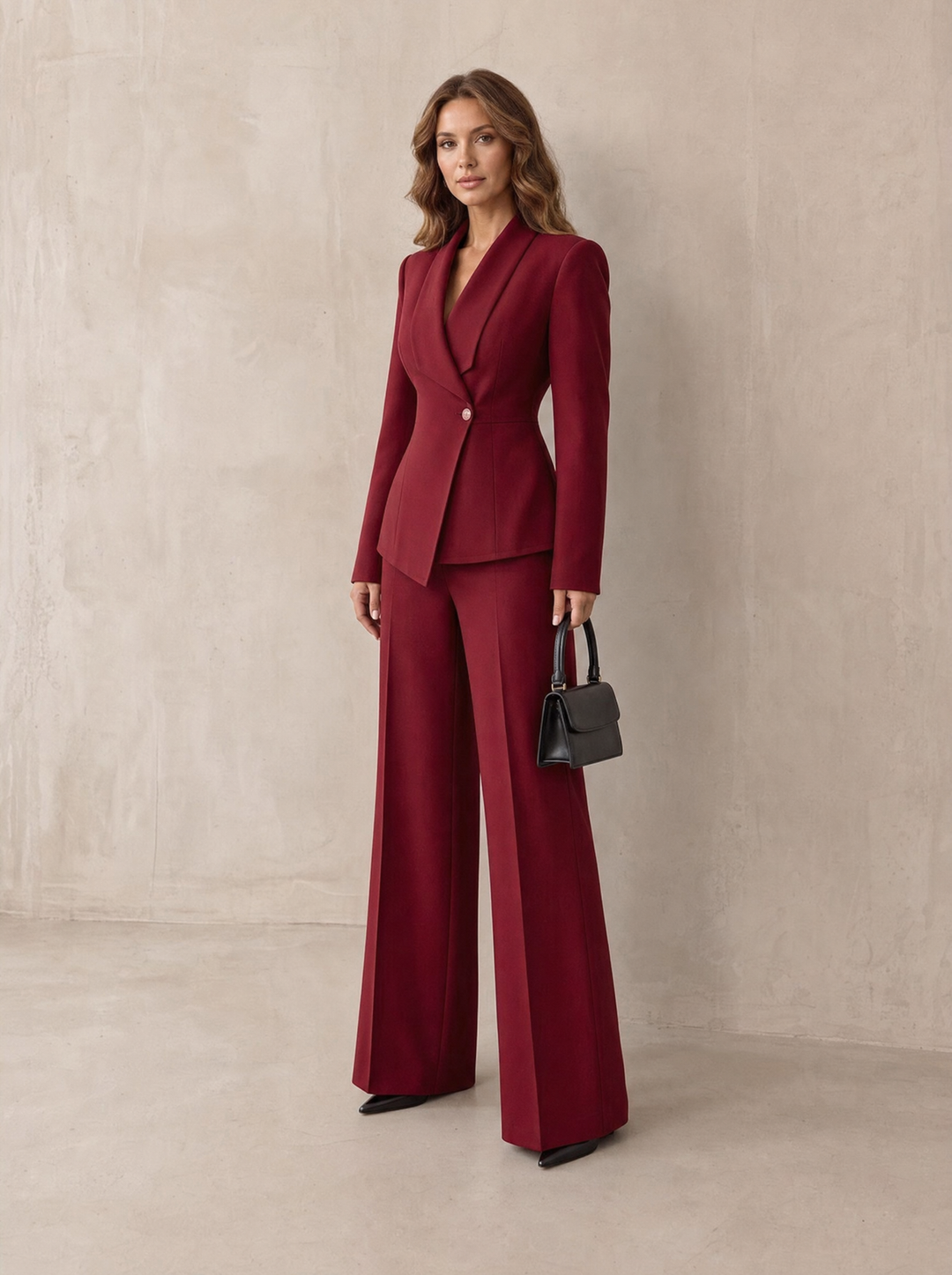 Carlotta – tailleur donna con blazer e pantaloni a gamba larga