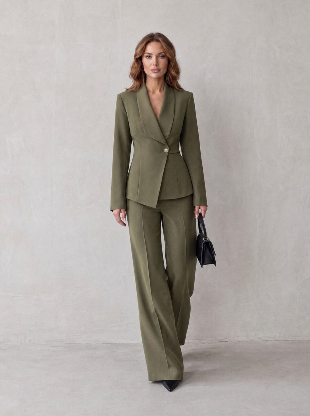 Carlotta – tailleur donna con blazer e pantaloni a gamba larga