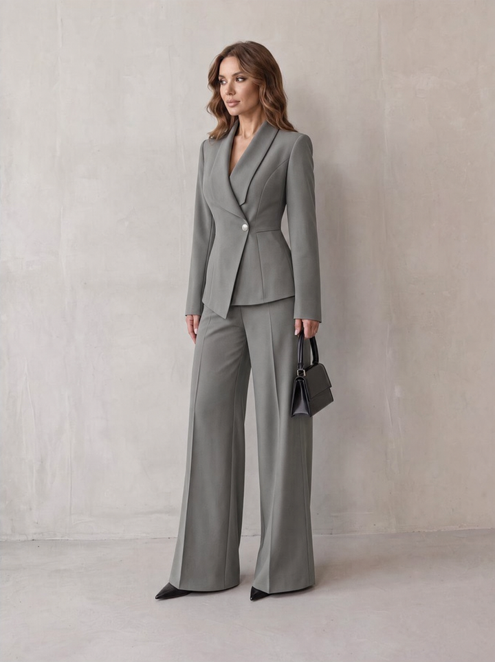 Carlotta – tailleur donna con blazer e pantaloni a gamba larga