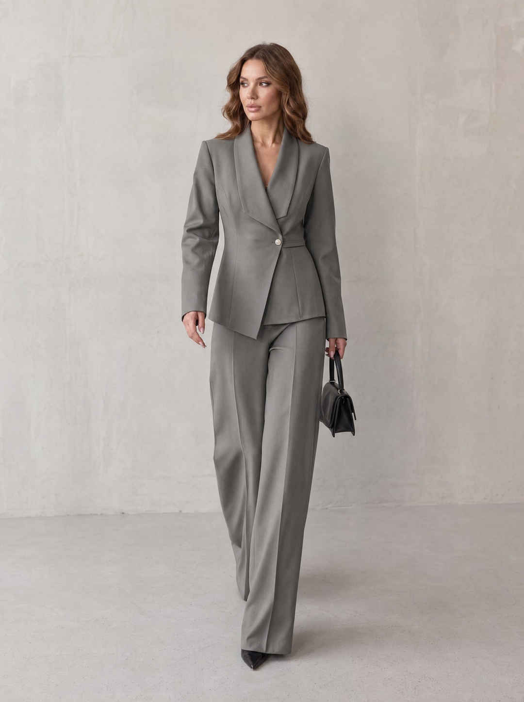 Carlotta – tailleur donna con blazer e pantaloni a gamba larga