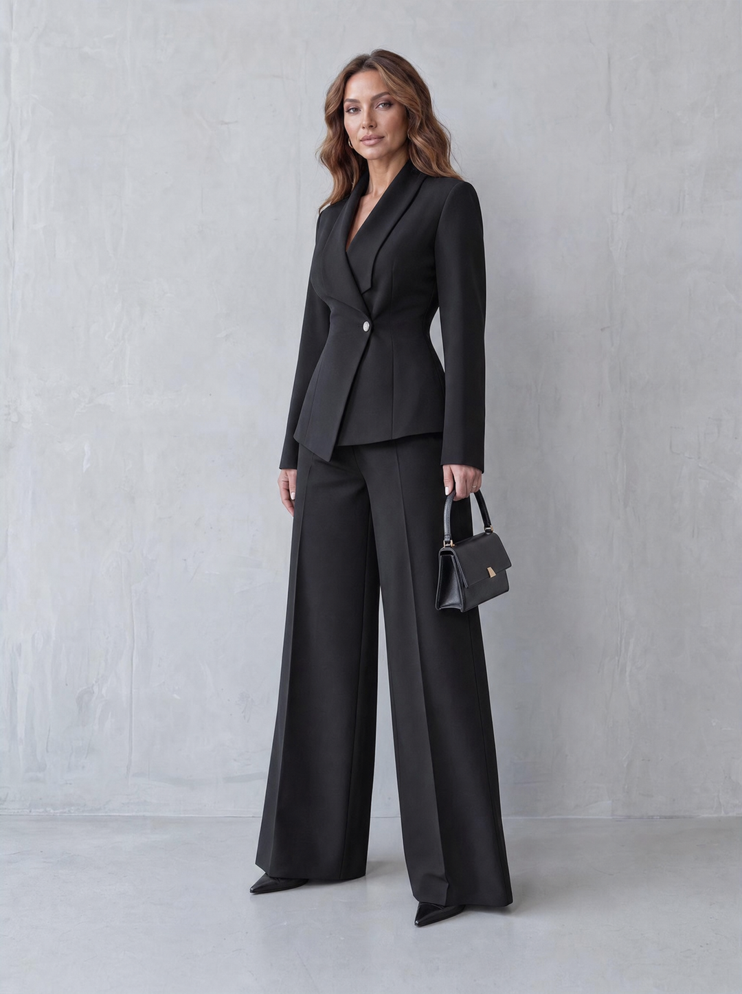 Carlotta – tailleur donna con blazer e pantaloni a gamba larga