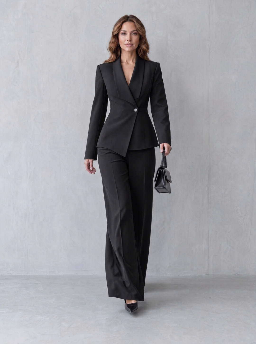 Carlotta – tailleur donna con blazer e pantaloni a gamba larga
