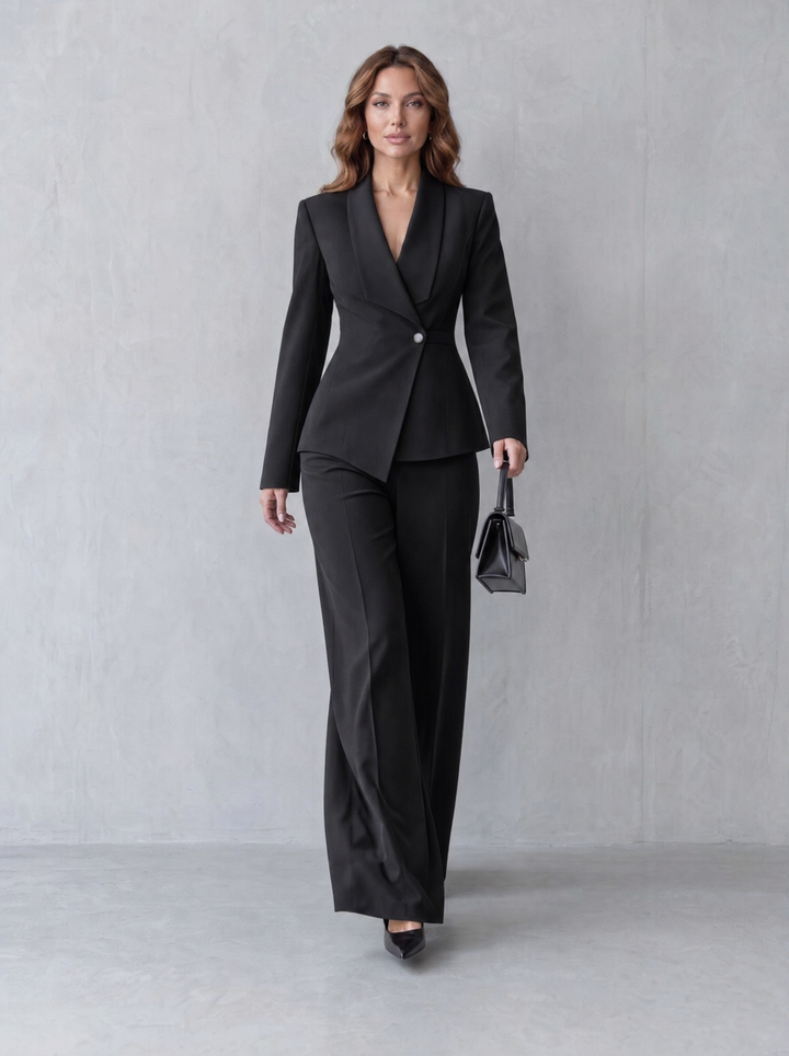 Carlotta – tailleur donna con blazer e pantaloni a gamba larga
