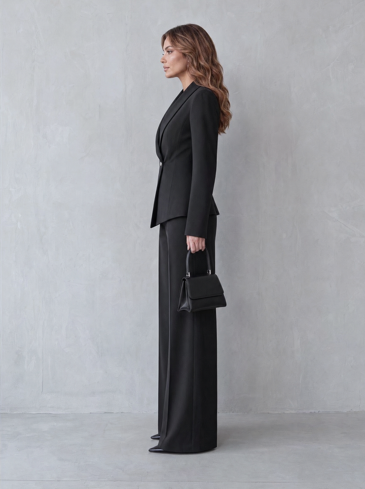 Carlotta – tailleur donna con blazer e pantaloni a gamba larga