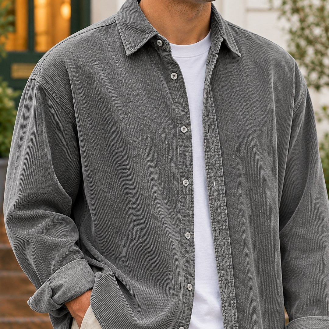 Renato | camicia uomo in velluto a coste – sovracamicia giacca casual