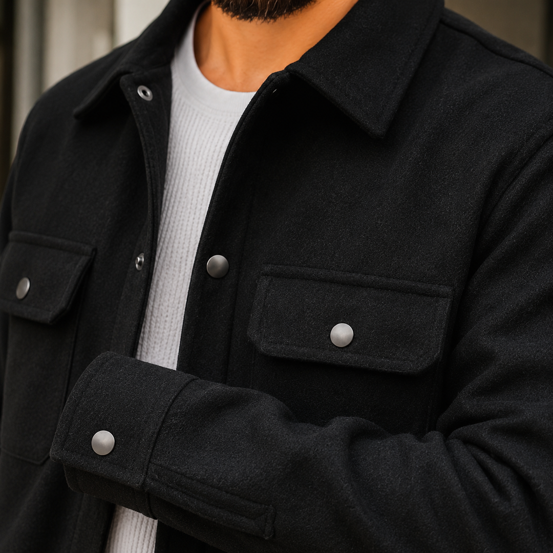 Fabio | giacca uomo in tessuto spazzolato – giacca camicia casual con bottoni