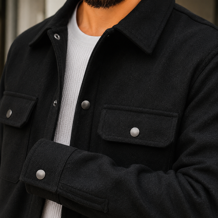 Fabio | giacca uomo in tessuto spazzolato – giacca camicia casual con bottoni