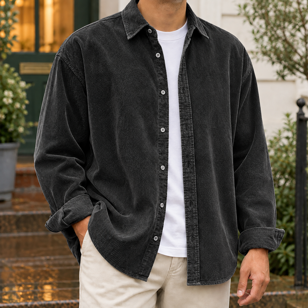 Renato | camicia uomo in velluto a coste – sovracamicia giacca casual