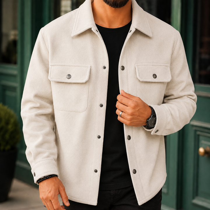Fabio | giacca uomo in tessuto spazzolato – giacca camicia casual con bottoni