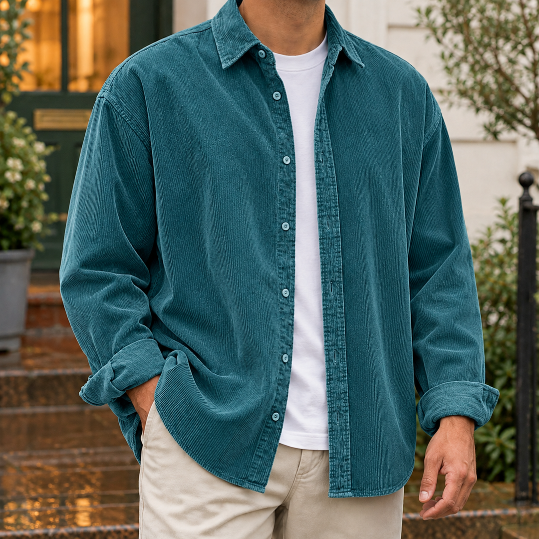 Renato | camicia uomo in velluto a coste – sovracamicia giacca casual
