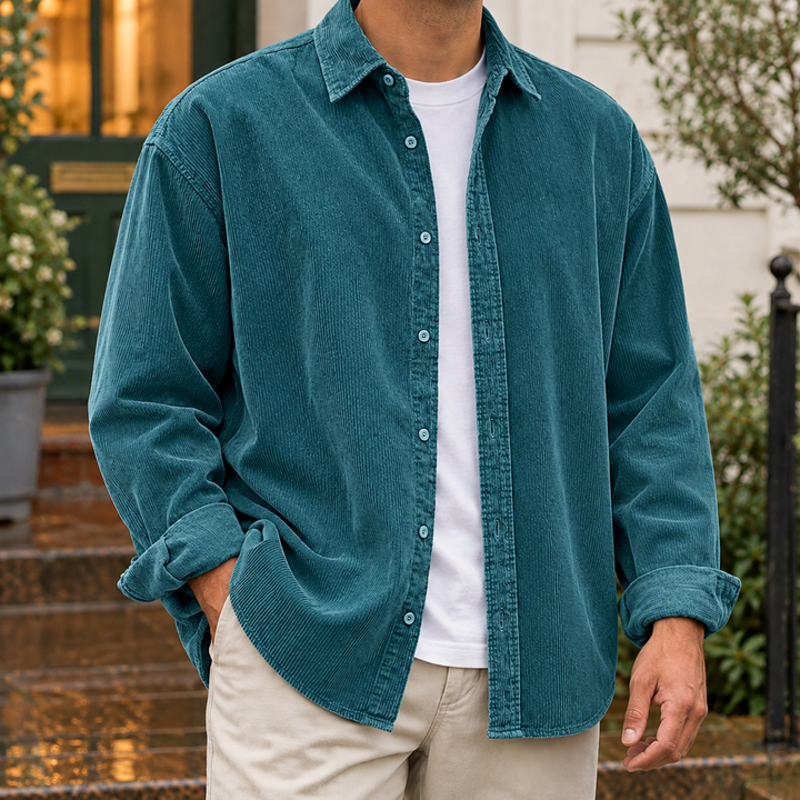 Renato | camicia uomo in velluto a coste – sovracamicia giacca casual