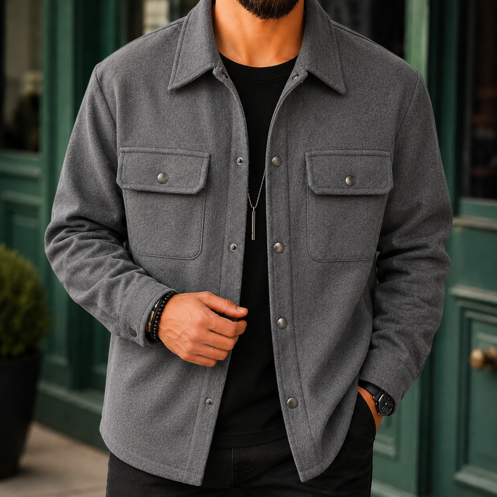 Fabio | giacca uomo in tessuto spazzolato – giacca camicia casual con bottoni