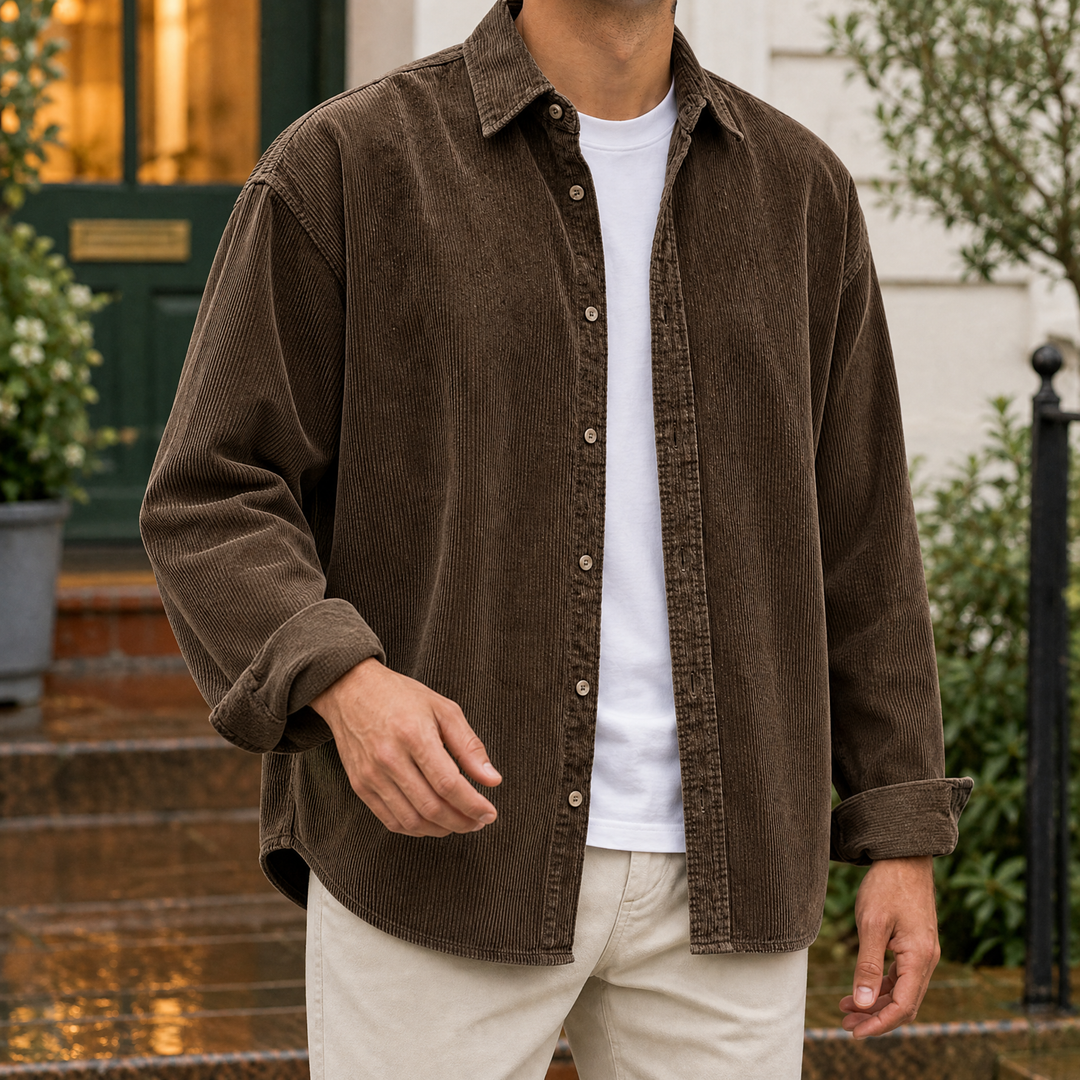 Renato | camicia uomo in velluto a coste – sovracamicia giacca casual