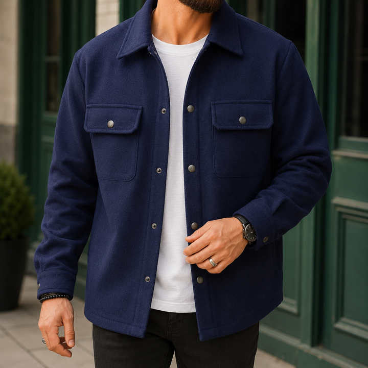 Fabio | giacca uomo in tessuto spazzolato – giacca camicia casual con bottoni