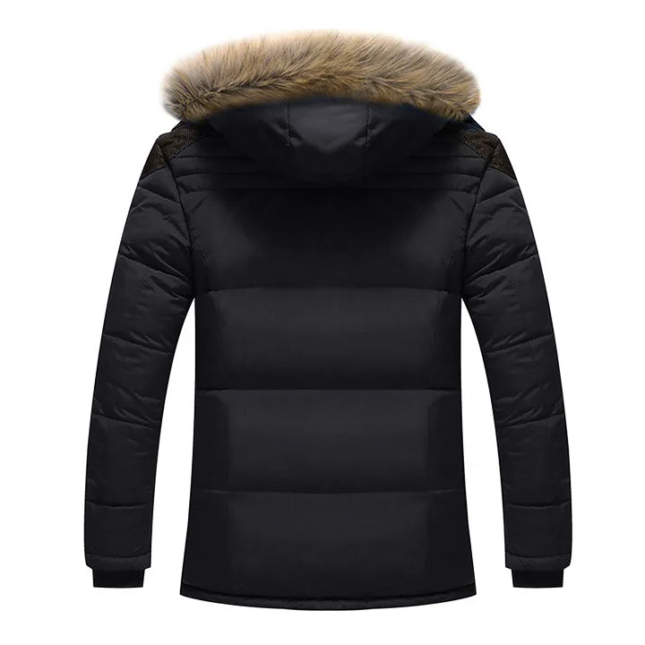 Gino | parka uomo invernale con cappuccio in pelliccia – giaccone imbottito nero