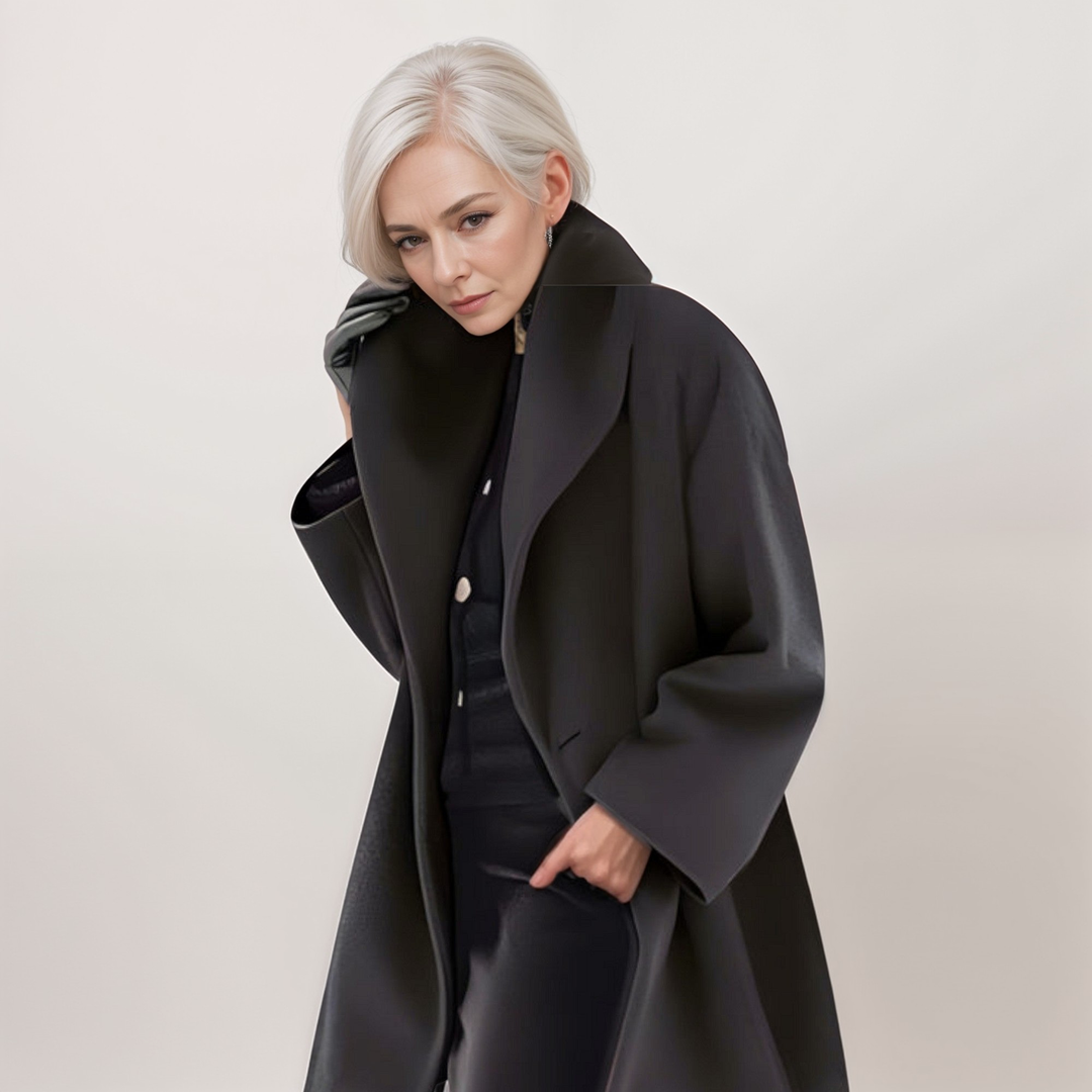 Nella – cappotto lungo donna con collo oversize