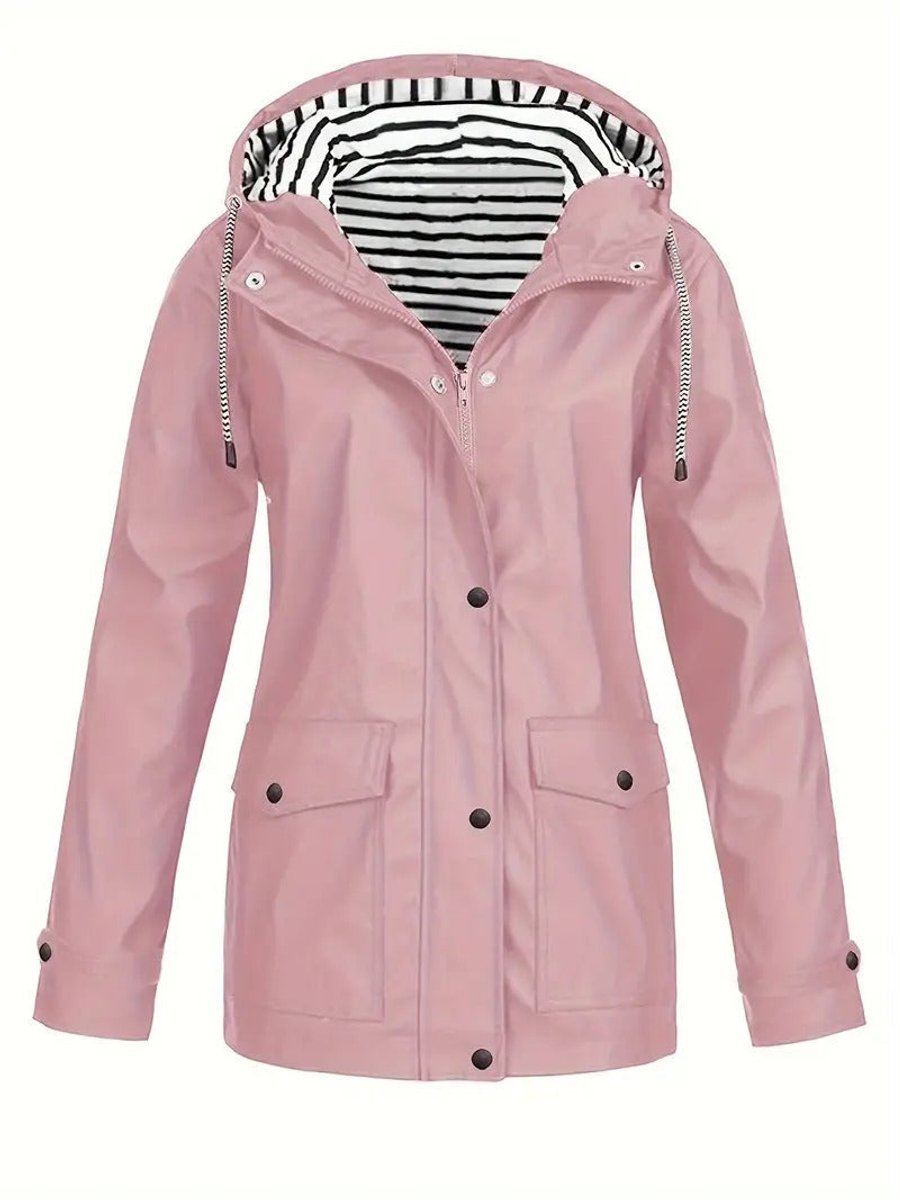 Mariella – giacca donna con cappuccio e fodera a righe