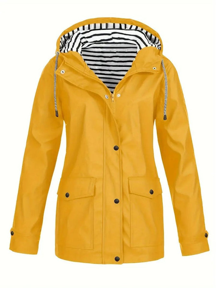 Mariella – giacca donna con cappuccio e fodera a righe