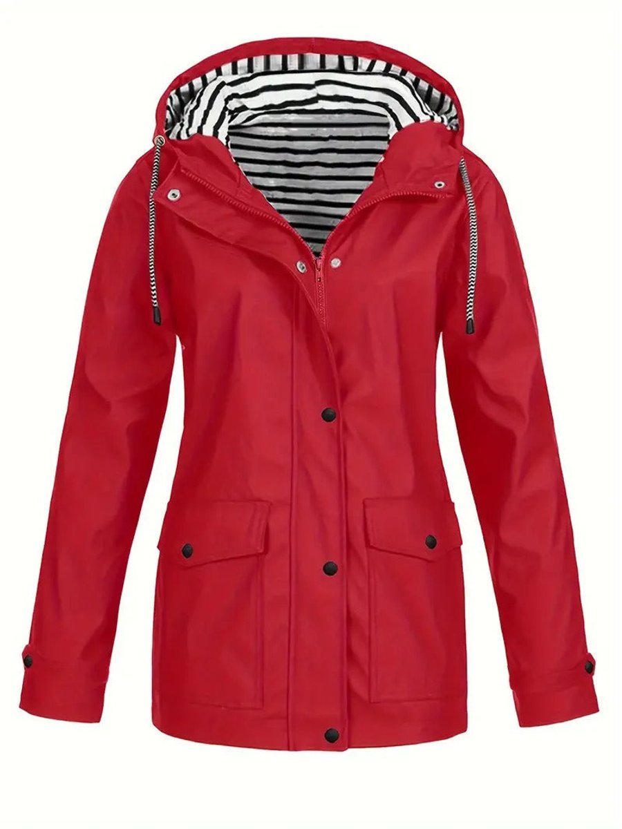 Mariella – giacca donna con cappuccio e fodera a righe
