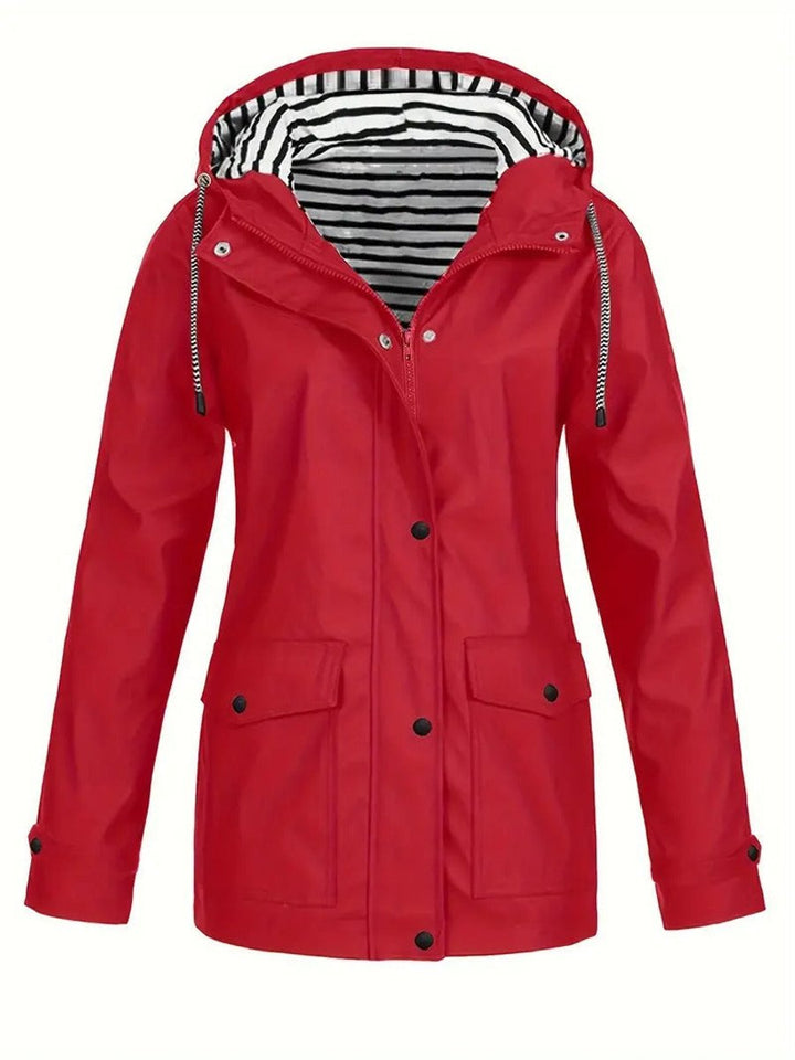Mariella – giacca donna con cappuccio e fodera a righe