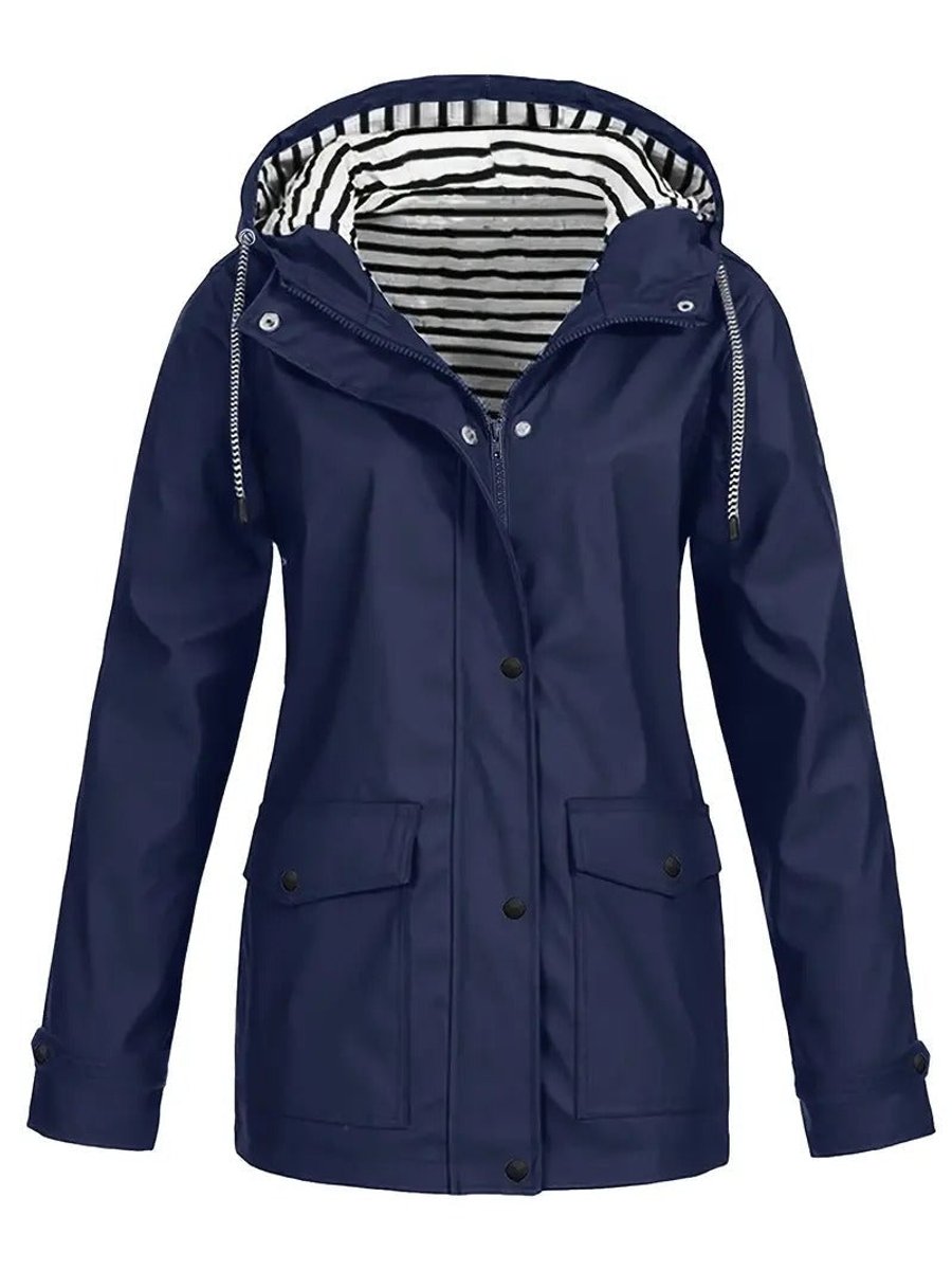 Mariella – giacca donna con cappuccio e fodera a righe