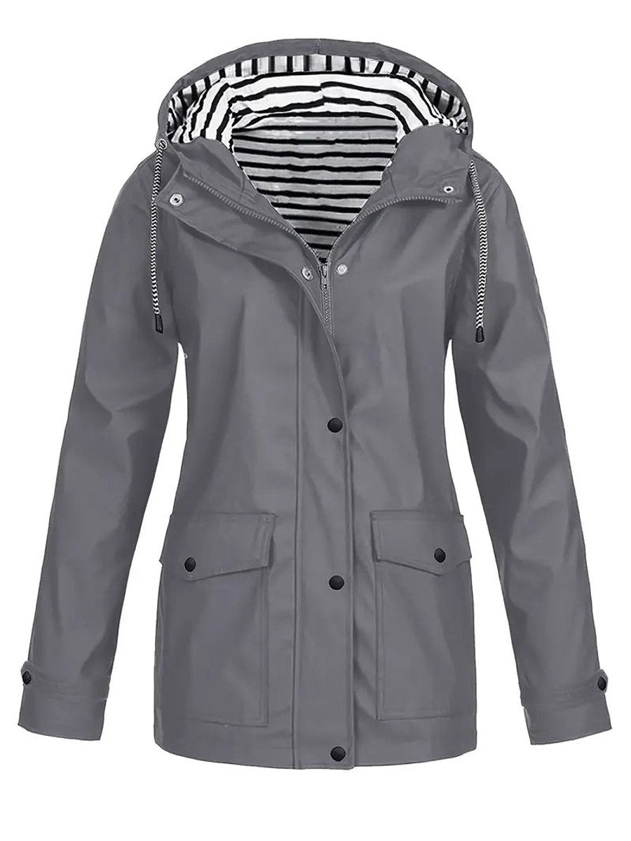 Mariella – giacca donna con cappuccio e fodera a righe