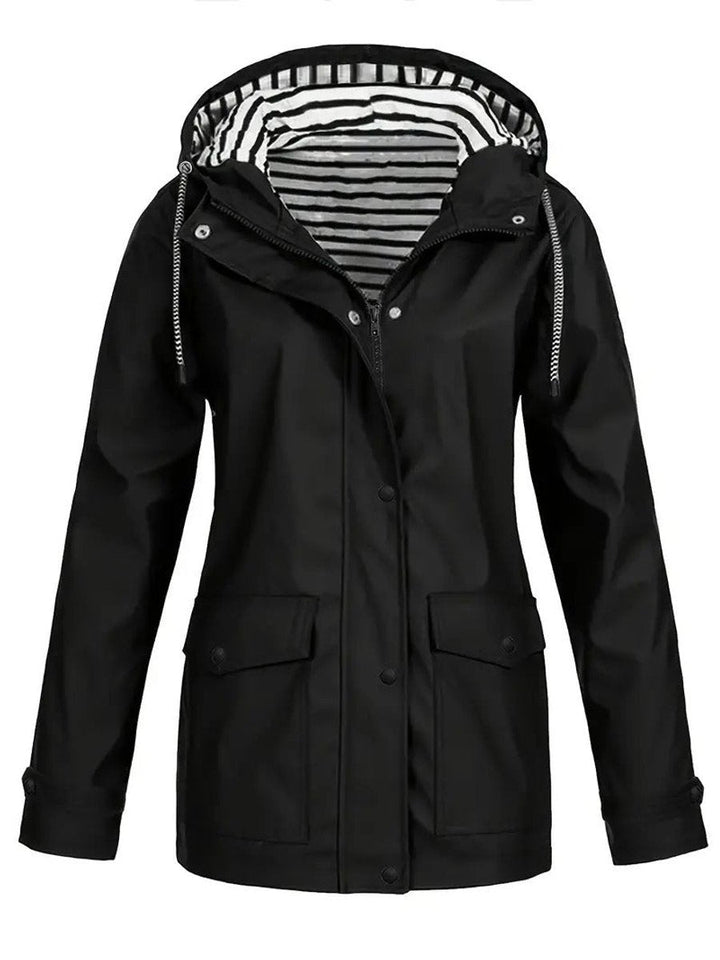 Mariella – giacca donna con cappuccio e fodera a righe