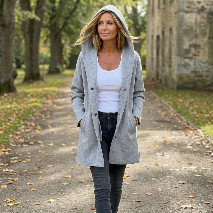 Chiara | cardigan donna con cappuccio – giacca cardigan lunga in maglia
