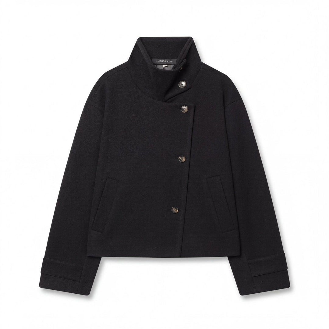 Ambra – cappotto donna corto in lana con bottoni asimmetrici