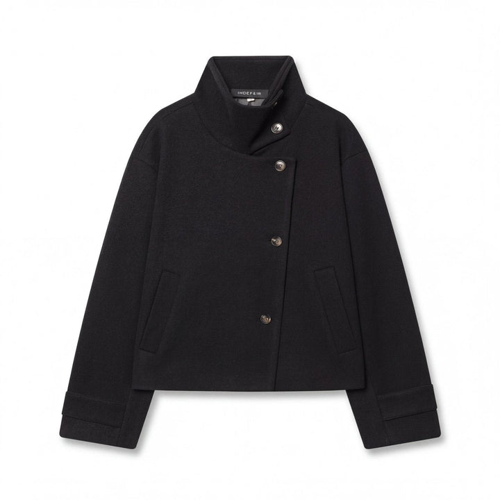 Ambra – cappotto donna corto in lana con bottoni asimmetrici