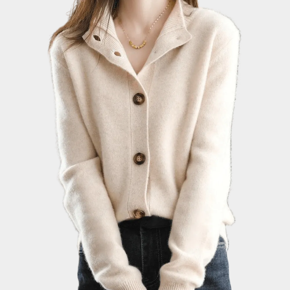 Iris – cardigan donna in cashmere morbido aperto
