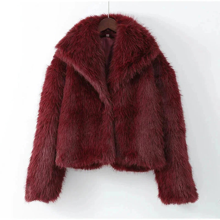 Olimpia | cappotto bordeaux in pelliccia sintetica