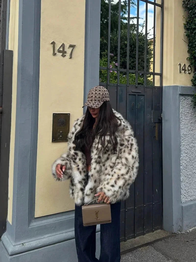 Camilla | cappotto in pelliccia sintetica leopardato