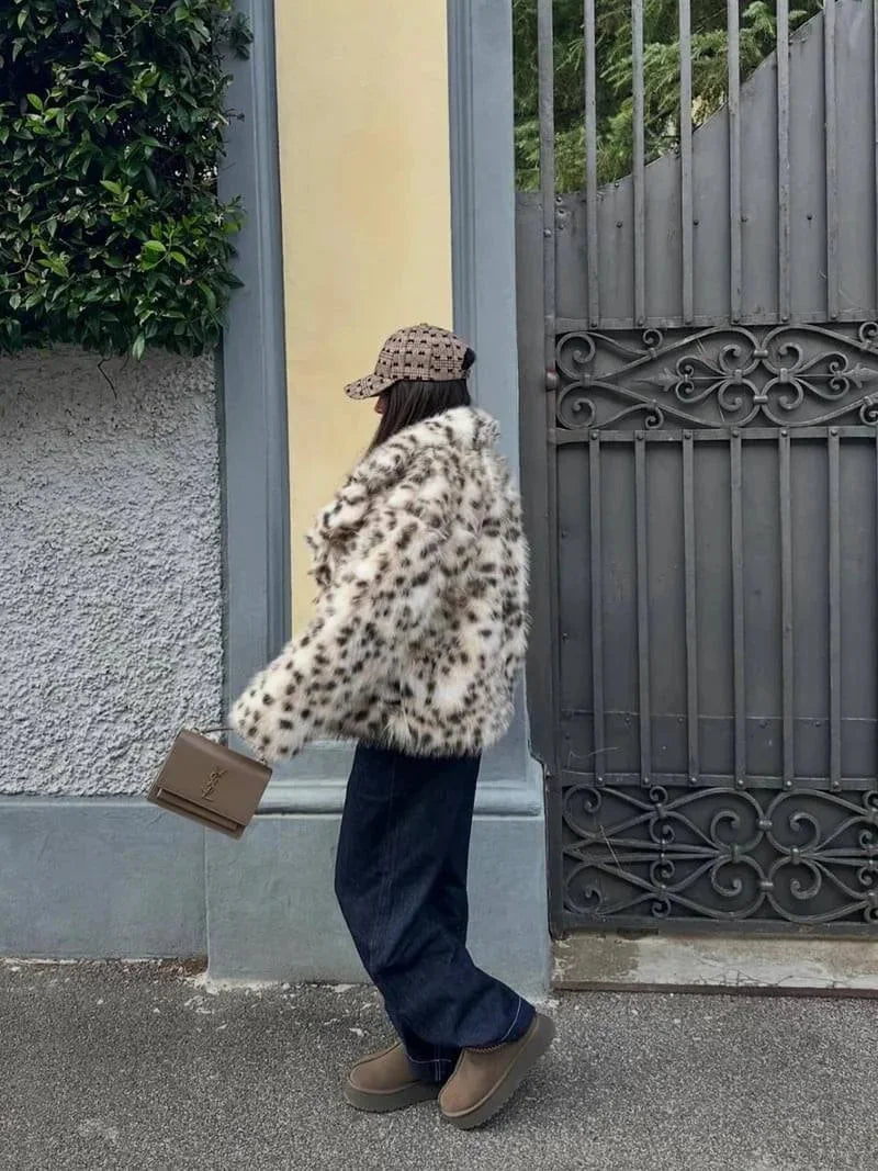 Camilla | cappotto in pelliccia sintetica leopardato