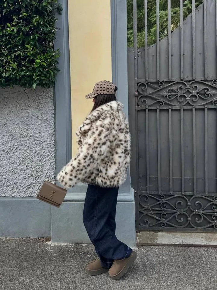 Camilla | cappotto in pelliccia sintetica leopardato