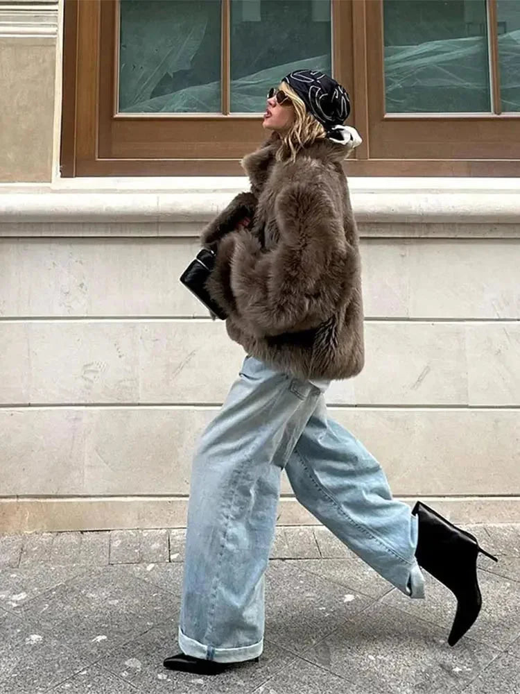 Valentina | cappotto in pelliccia sintetica a maniche lunghe