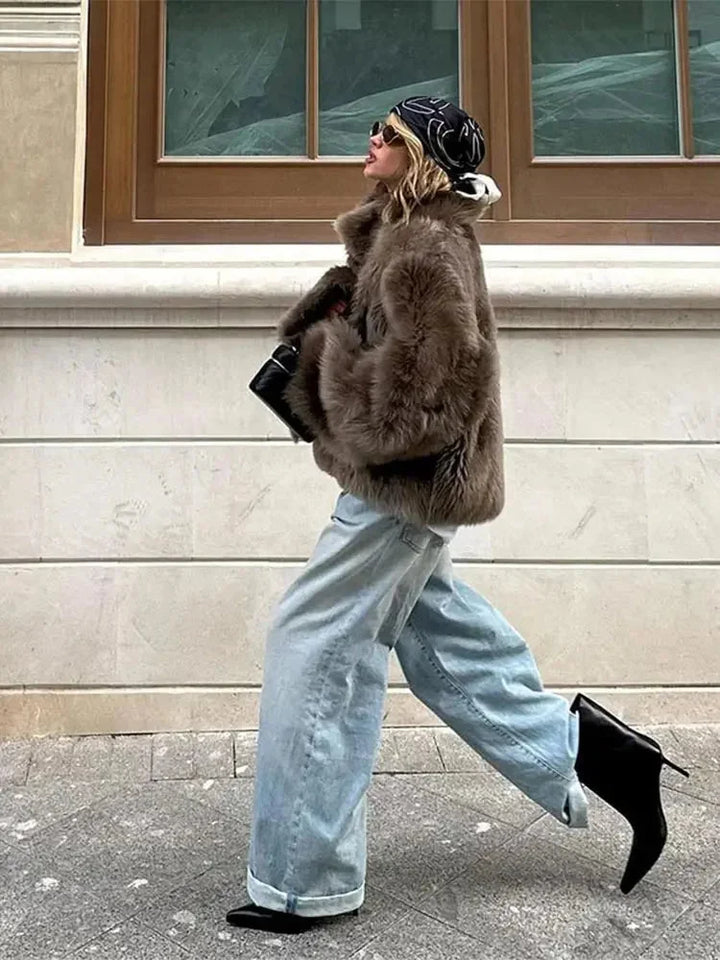 Valentina | cappotto in pelliccia sintetica a maniche lunghe