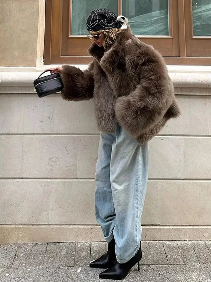 Valentina | cappotto in pelliccia sintetica a maniche lunghe