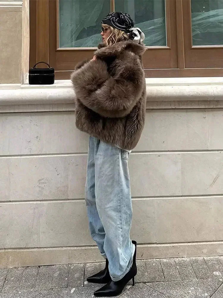 Valentina | cappotto in pelliccia sintetica a maniche lunghe