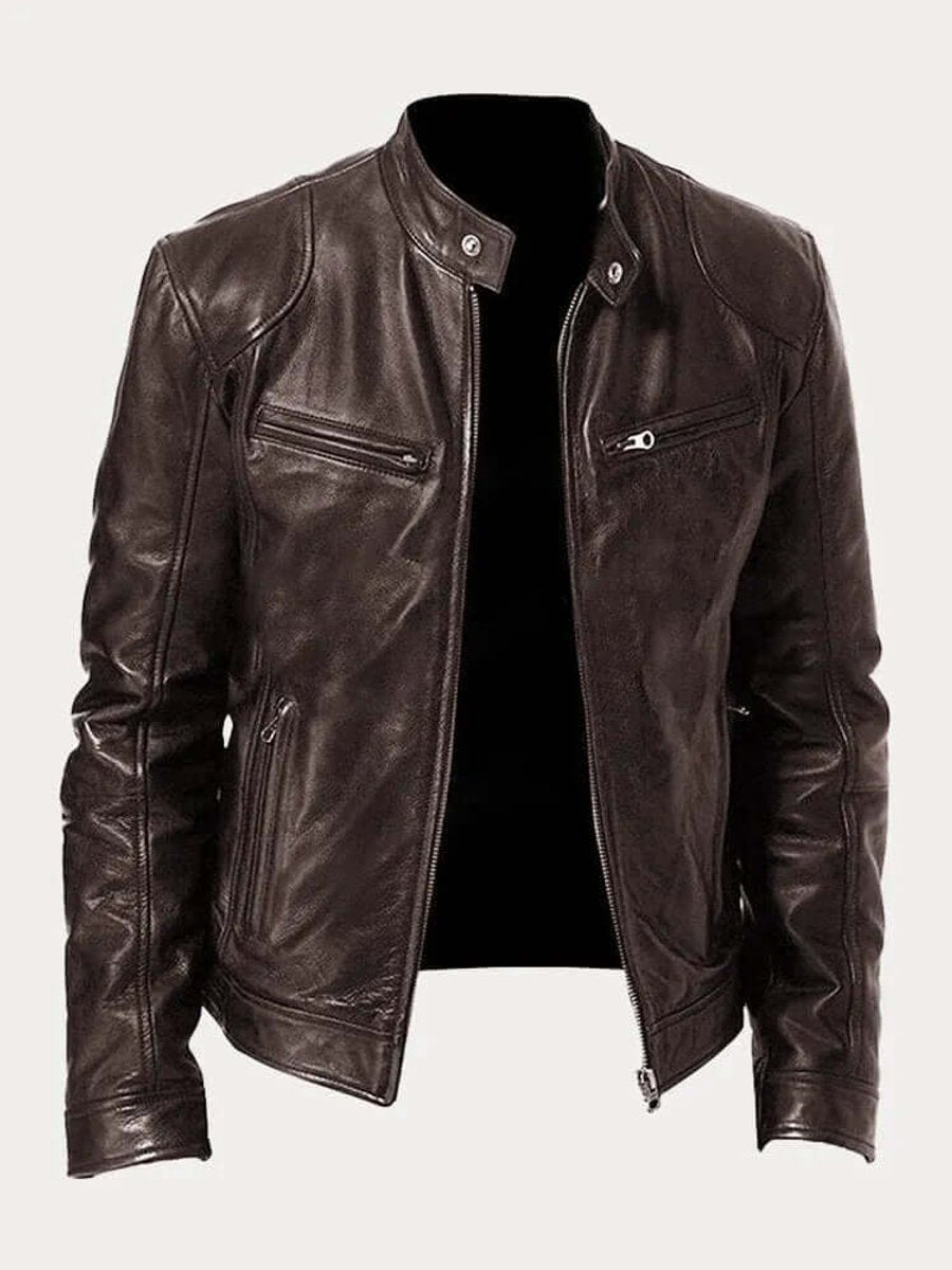 Matteo – giubbotto biker uomo con zip e collo alto