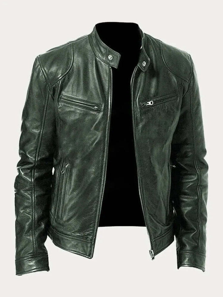 Matteo – giubbotto biker uomo con zip e collo alto