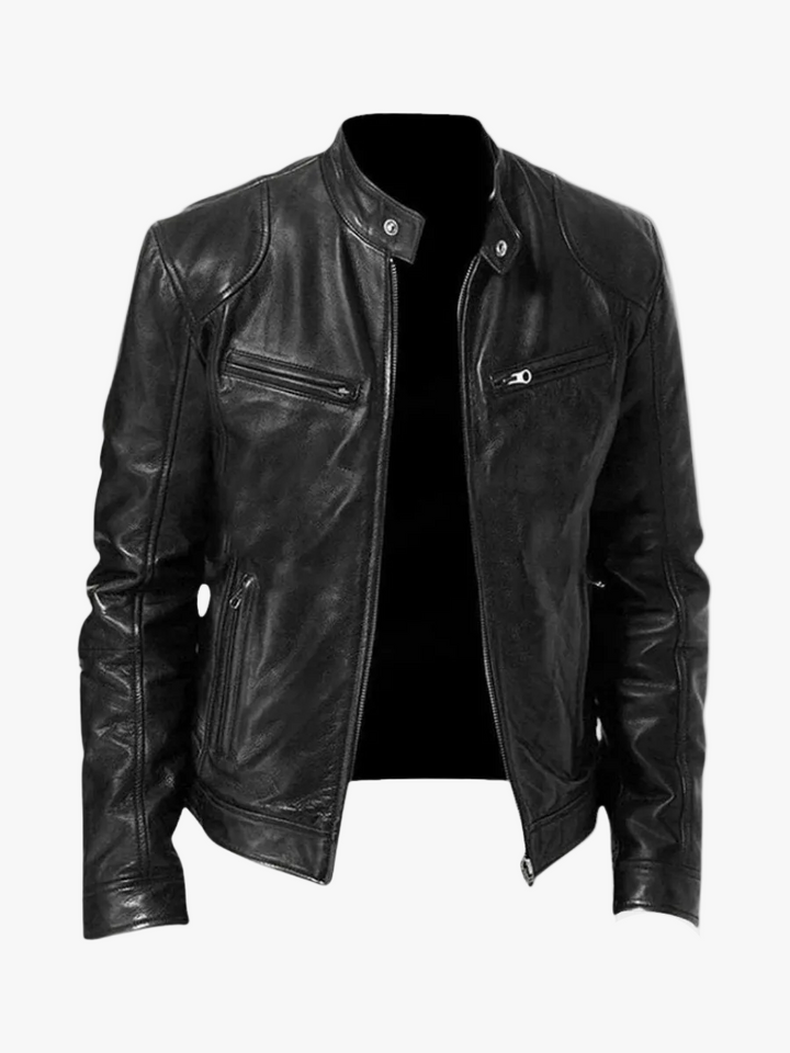 Giacomo | giacca in pelle uomo con collo alto e tasche con zip – giubbotto pelle