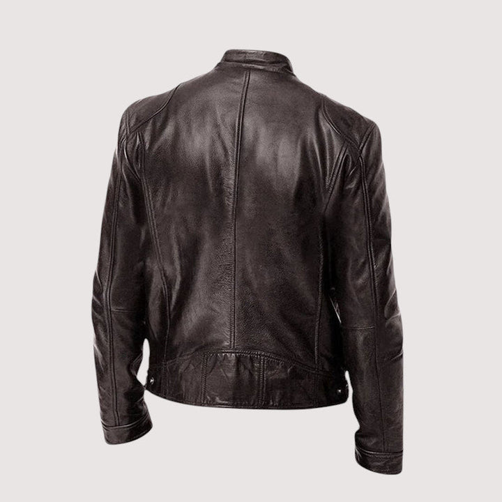 Giacomo | giacca in pelle uomo con collo alto e tasche con zip – giubbotto pelle
