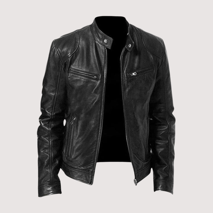Giacomo | giacca in pelle uomo con collo alto e tasche con zip – giubbotto pelle