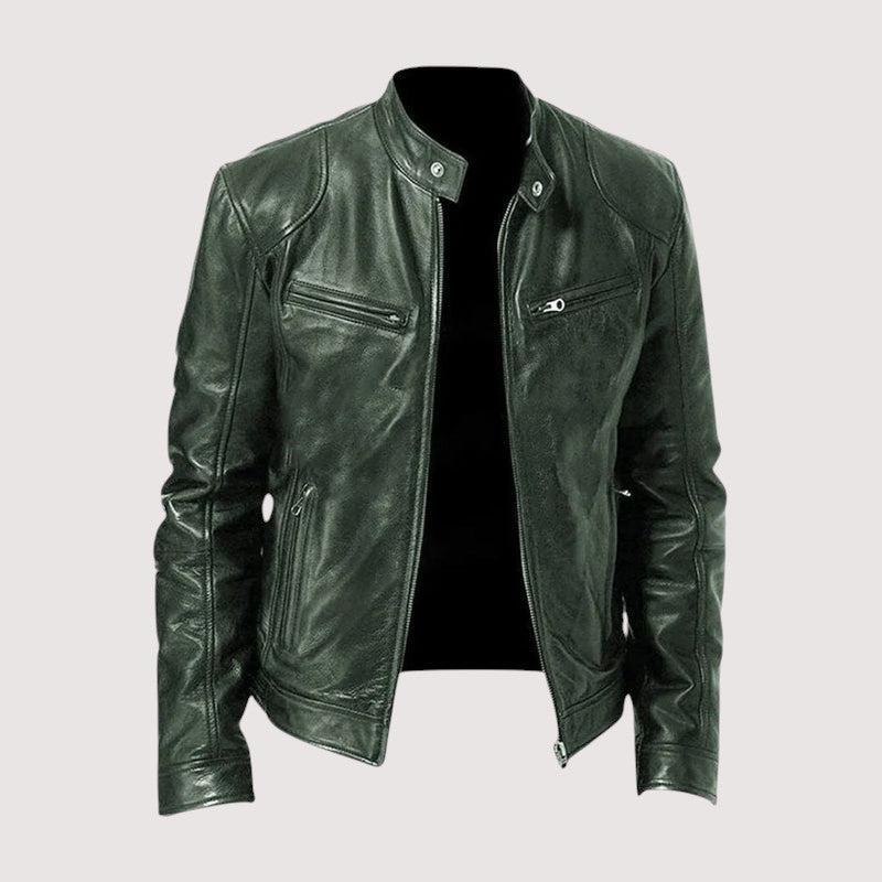 Giacomo | giacca in pelle uomo con collo alto e tasche con zip – giubbotto pelle