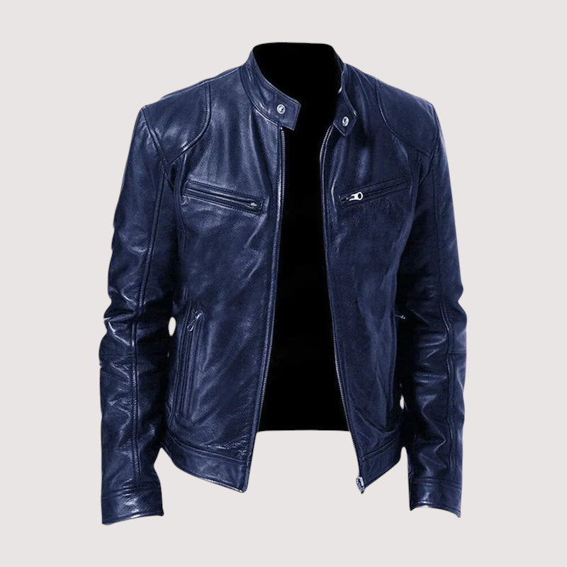 Giacomo | giacca in pelle uomo con collo alto e tasche con zip – giubbotto pelle