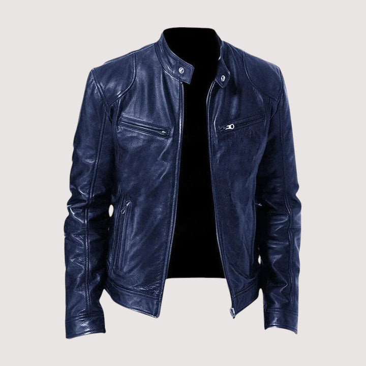 Giacomo | giacca in pelle uomo con collo alto e tasche con zip – giubbotto pelle