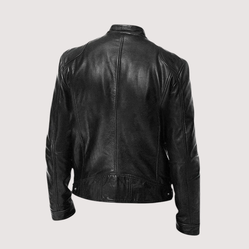 Giacomo | giacca in pelle uomo con collo alto e tasche con zip – giubbotto pelle